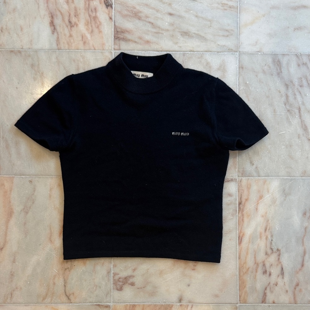 Miu Miu mock neck cashmere sweater tee